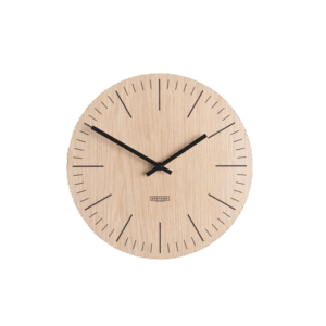 Wooden clock with metal hands